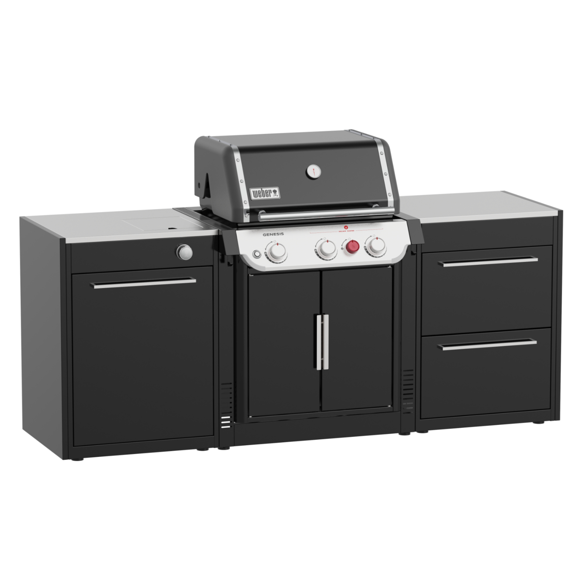 BBQK3 Вбудована кухня Weber (без грилю, кухня включає два блоки з шафками з адаптацією під боковий пальник грилю Genesis)