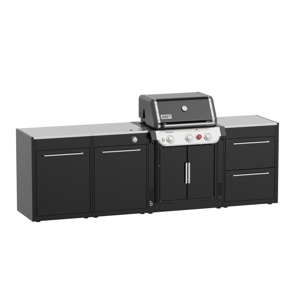 BBQK4 Вбудована кухня Weber (без грилю, кухня включає три блоки з шафками з адаптацією під боковий пальник грилю)