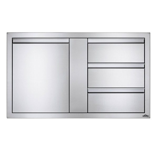 Вбудований елемент з трьома висувними ящиками та відсіком з дверима Napoleon, великий 107 х 61 см BI-4224-1D3DR