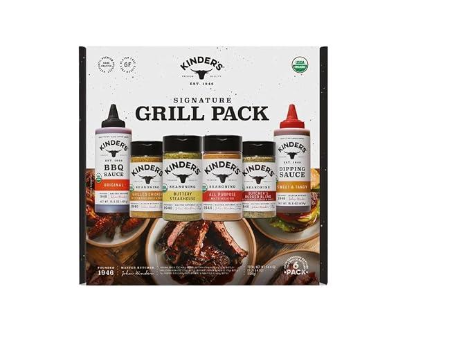 Набір для грилю Kinder's Signature Grill Pack: BBQ соус, приправи для яловичини та курки, соус для дипу, 6 предметів