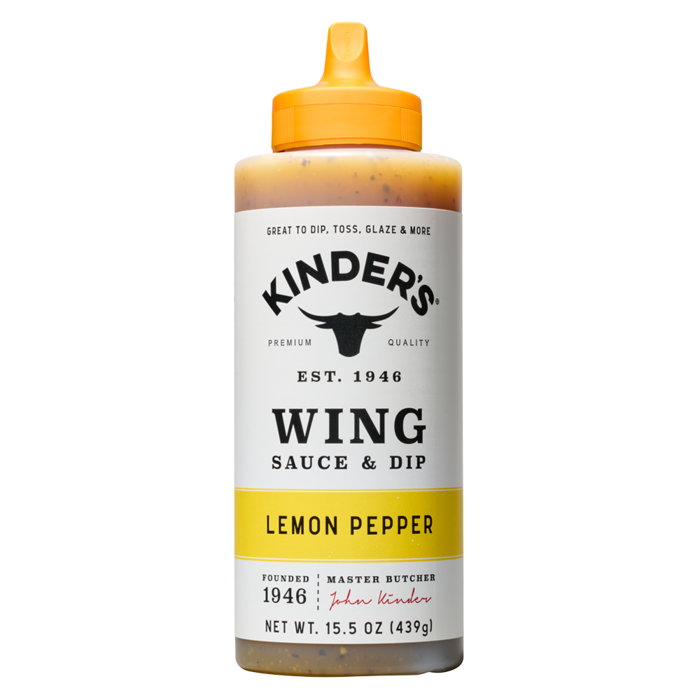 Соус для крильцят Kinder's Wing Sauce & Dip Lemon Pepper, для маринування, глазурування та подачі, 439 г