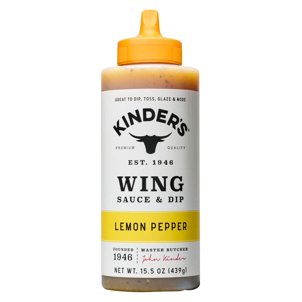 Соус для крильцят Kinder's Wing Sauce & Dip Lemon Pepper, для маринування, глазурування та подачі, 439 г